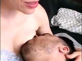 Wife gets double orgasm from breastfeeding her husband