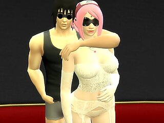 La Boda de Sakura Parte 1 Anime Hentai Netorare Reci&eacute_n Casados le toman Fotos con los Ojos Tapado Esposa a. Marido tonto